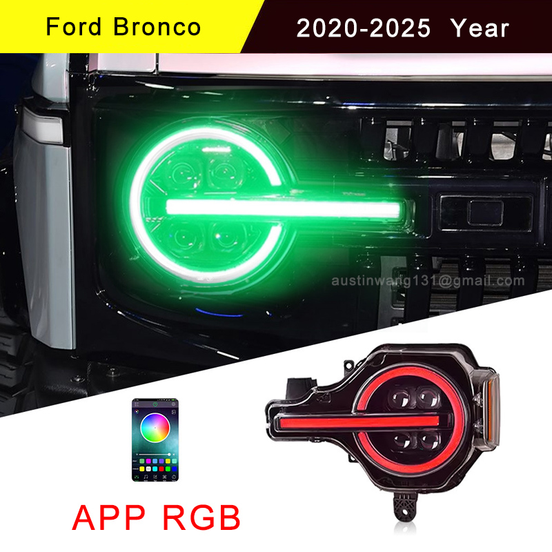 For'd Bronco RGB Headlight ColorShift Headlamp Replacement 2020-2025 Year (1pair)
