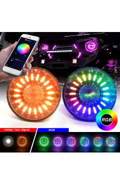 7 inch APP control colorful streamer headlights for JEEP （2pcs）