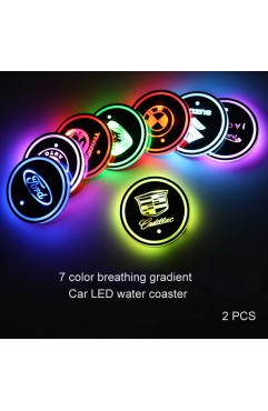 2PCS car LED luminous water coaster USB 7 color gradient