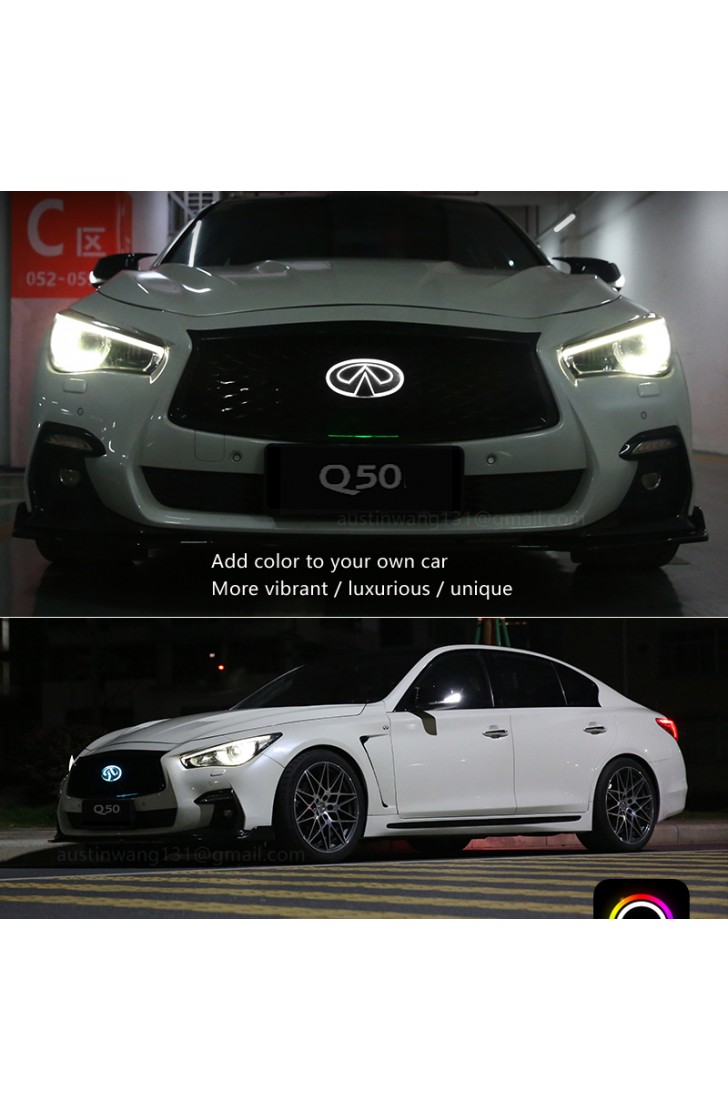 thumbnail image 2 of AutoLEDTech Gloss Black LED Grille Emblem For 2014-2017 Infiniti Q50 – Front Badge 2 of 4